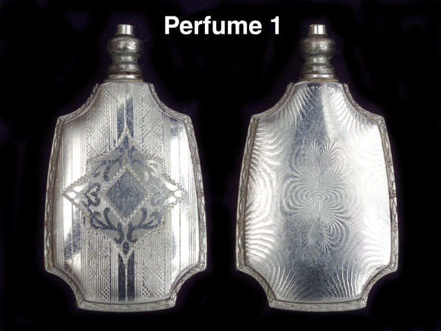 Elegant Antique Rhodium or Platinum Plated Perfume Bottle