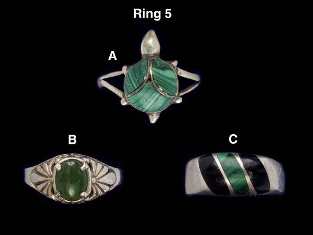 Sterling Silver Rings, Malachite Turtle, Aventurine, Malachite & Onyx
