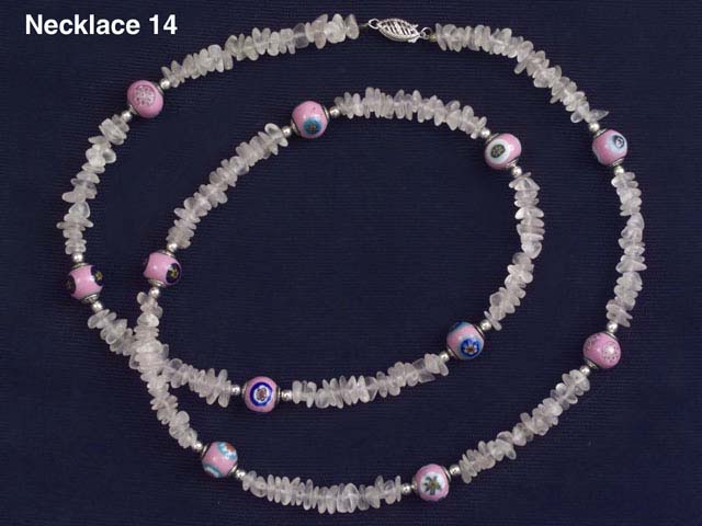 25" Handmade Venetian Glass and Rose Quartz Necklace