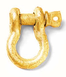 A threaded brass shackle